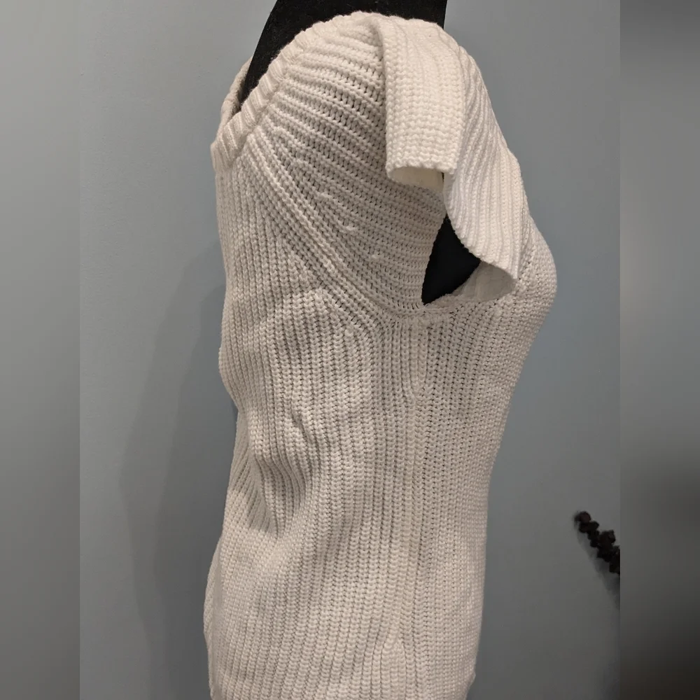 Boston Proper White knit short sleeve sweater size Small - Picture 4 of 4